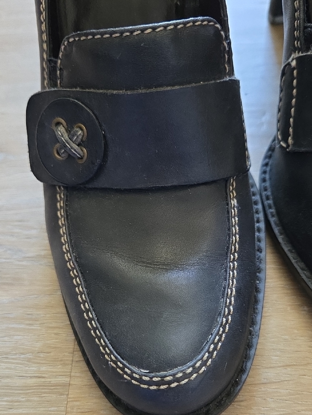 Mix It Black Loafer Heels with Button Strap - Picture 9 of 9